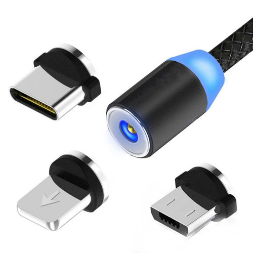 1Pce Magnetic Power Cord With LED Indicator Micro USB Charger Charging Connector  Cable Micro USB  IOS  Type-C Plug For Magnetic