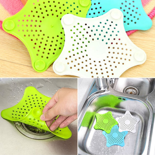 3 Color Sewer Outfall Strainer Star sink Filter PVC Drain Hair Catcher Cover Bath Kitchen Gadgets Accessories