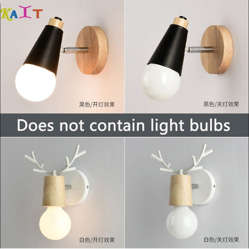 Modern Led Wood Wall Lamp Iron Metal Wall Light Fixtures Living Bedroom Simple Wall Lights Vintag Indoor Lighting LED Sconce