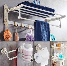 Load image into Gallery viewer, White antique brushed aluminum bathroom fixture bathtub hardware set towel rack towel bar paper frame cloth hook series: free pu