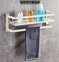 Load image into Gallery viewer, White antique brushed aluminum bathroom fixture bathtub hardware set towel rack towel bar paper frame cloth hook series: free pu