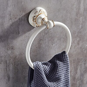 White antique brushed aluminum bathroom fixture bathtub hardware set towel rack towel bar paper frame cloth hook series: free pu