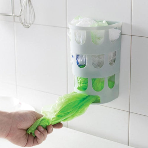 Multipurpose Wall-mounted Garbage Bags Tray Storage Box Plastic Bags Holder Rack Kitchen Tableware Sundries Organizer