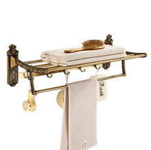 Load image into Gallery viewer, Antique Bronze Carved Aluminum Bathroom Accessories Fixture Bath Hardware Sets Towel Shelf Paper Holder Cloth Hook ELF8210